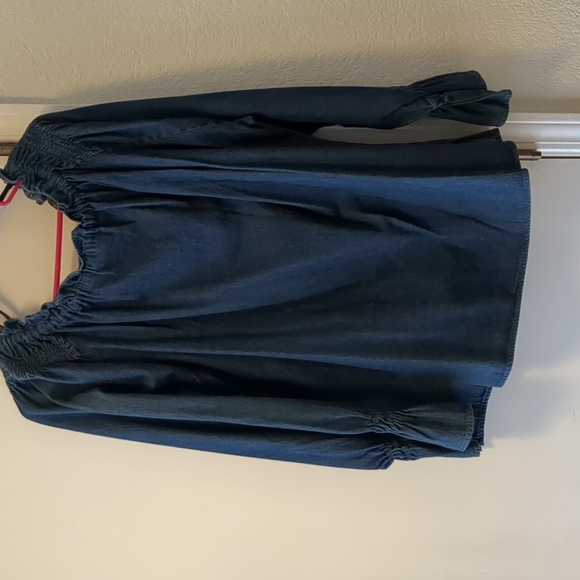 Fashion Bug Embroidered Denim Peasant Top - 22/24 - Picture 7 of 7